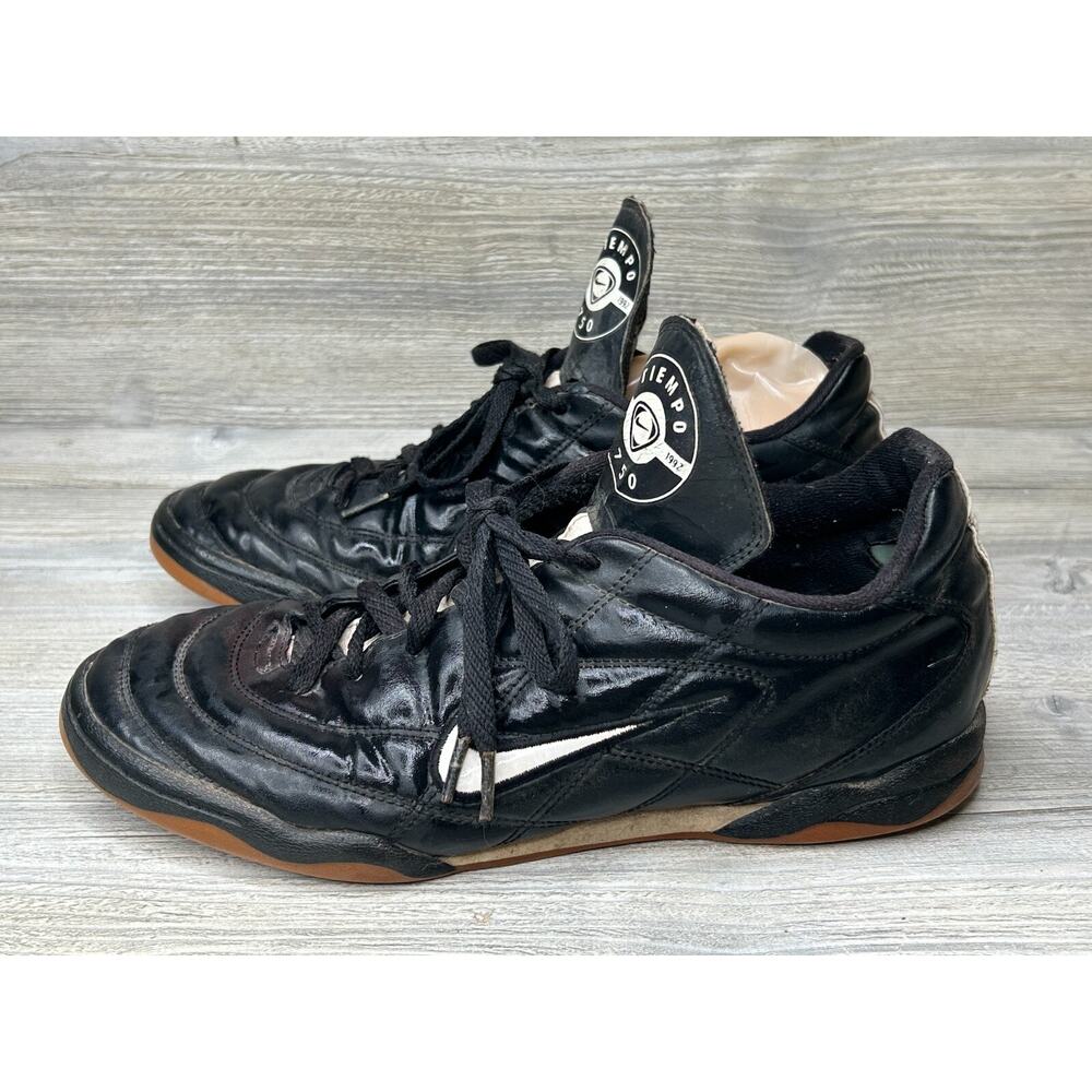 NIKE Tiempo 750 Men's Black Leather Indoor Soccer Shoes Size 11 *Rare
